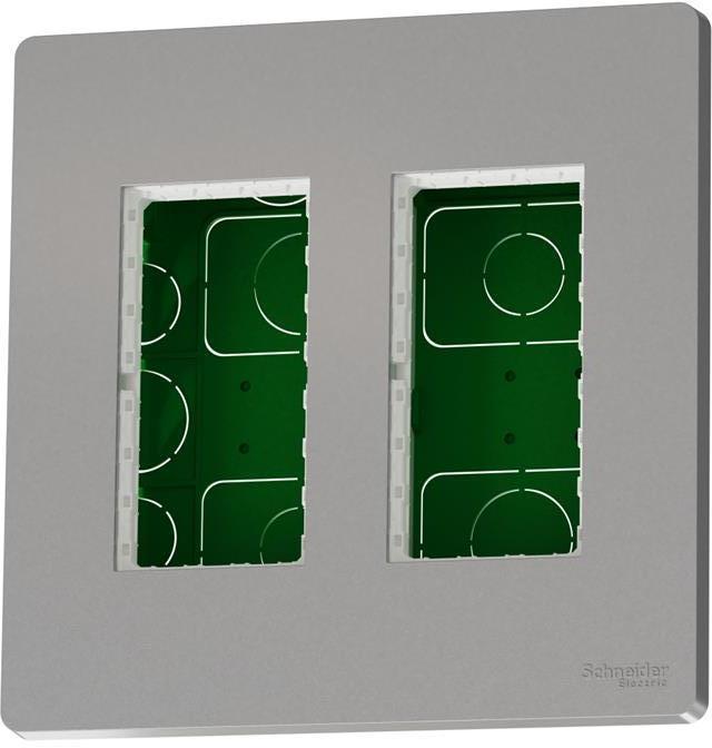 Моноблок за скрит монтаж 2x4 мод. цвят Алуминий Unica System+ SE, SCHNEIDER ELECTRIC, NU172430