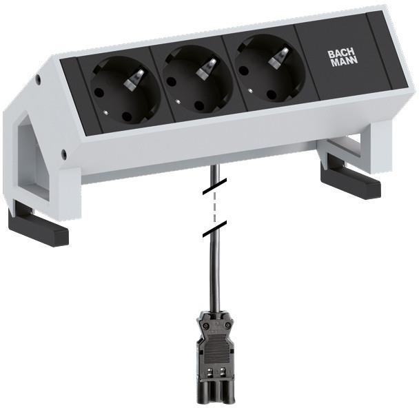 Модул DESK 2 с 3х Шуко, с кабел 1.5м, цвят Бял, Bachmann, BACHMANN, B902.300