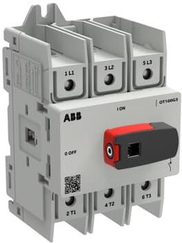 Разединител OT100G3-3BS 100A 3P I-0 за DIN монтаж с ръкохватка ABB, 1SCA162507R1001