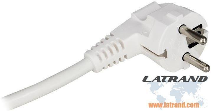 Кабел бял с щепсел Г-образен H05VV-F 3х2,5мм2 2 метра Commel - C0614