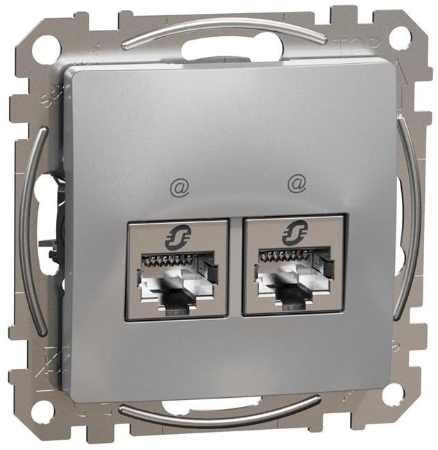 Розетка 2xRJ45 STP cat.6 S-One цвят Алуминий Sedna SE, SCHNEIDER ELECTRIC, SDD113462S
