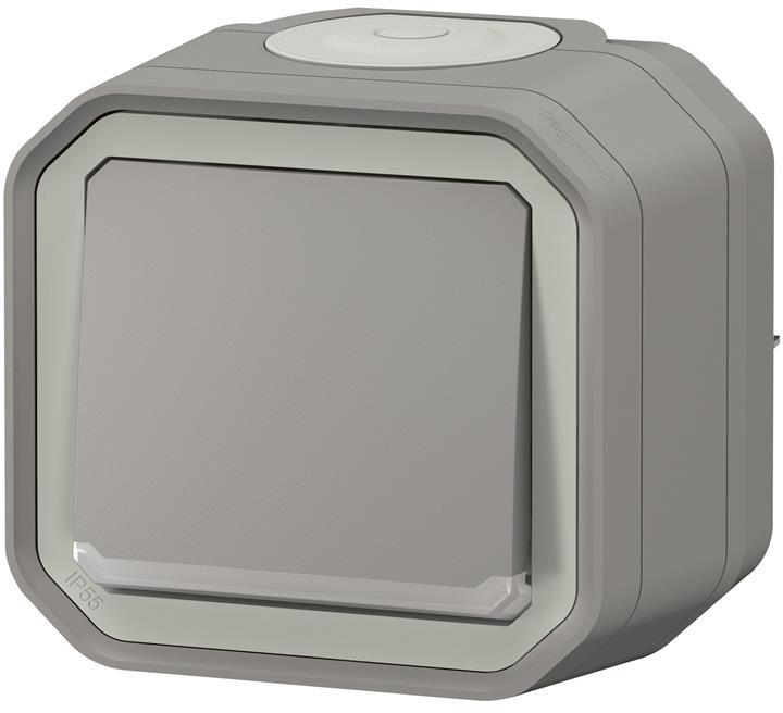 Бутон с подсветка моноблок за открит монтаж цвят Сив IP55 Plexo New Legrand, LEGRAND, 69722L