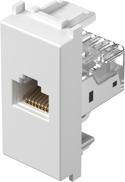 Розетка RJ45 Cat.5e UTP 1 мод. цвят Бял гланц Modul TEM, KM37PW