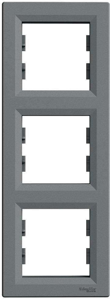 Рамка 3х вертикална цвят Стомана Asfora SE, SCHNEIDER ELECTRIC, EPH5810362