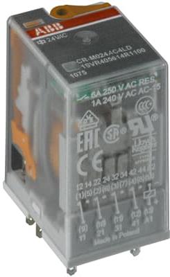 Реле интерфейсно CR-M 110 VAC, 12A, 2 превключващи контакта, монтаж в цокъл ABB, 1SVR405611R7000