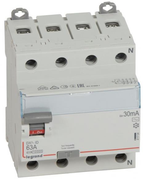 ДТЗ 4P 63A 30mА серия DX3 ID тип AC RN Legrand, LEGRAND НИСКО НАПРЕЖЕНИЕ, 411704