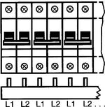 Захранващ гребен PS2 1P+N 16мм2 80A 29 прекъсвача NL ABB, 2CDL220001R1658