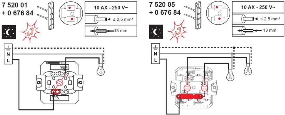 LED лампа за подсветка (синя) за еднополюсен ключ и бутон 230V 0.15мА Legrand, LEGRAND, 67684