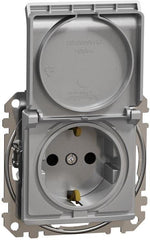 Контакт шуко с детска защита авт. и капак цвят Алуминий Sedna SE, SCHNEIDER ELECTRIC, SDD113024