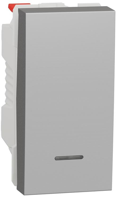 Бутон с индикатор 1 мод. цвят Алуминий Unica SE, SCHNEIDER ELECTRIC, NU310630N