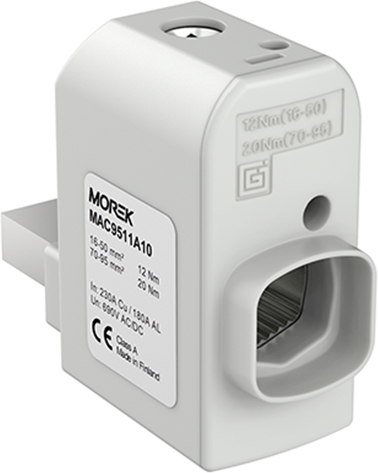 Изолиран конектор към устройство SR95RBR 1xAl/Cu 16-95mm², кръгъл, десен, 690V MOREK, MAC9511A10