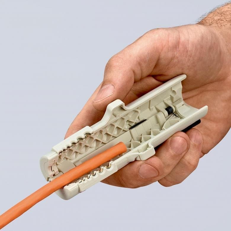 Инструмент за заголване на LAN кабели, сива ръкохватка 125мм, с фиксатор, Knipex - K1665125SB