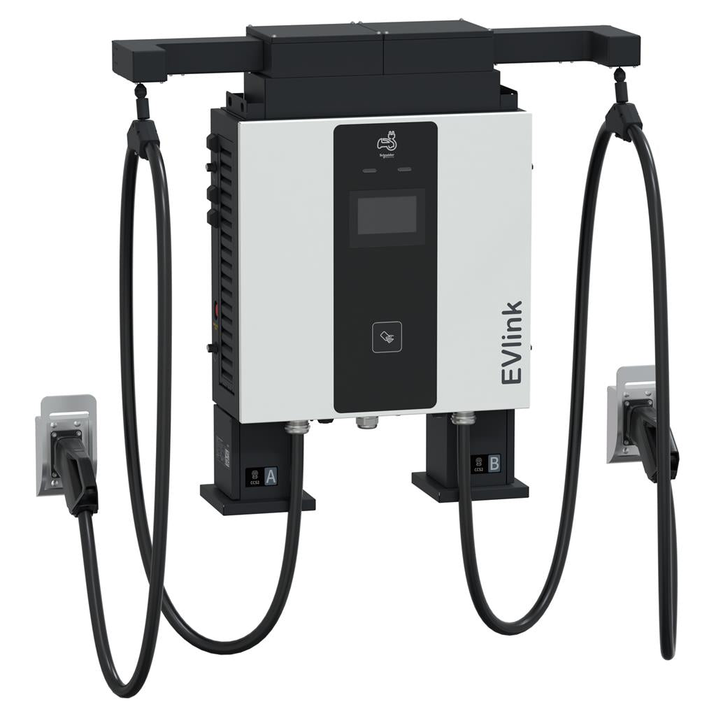 Зарядна станция за стена EVlink Pro DC 60kW, 3x400VAC+N 3x100A, с кабели 2х CCS, IP55 IK10, RFID Ethernet 4G, SE, Зарядни станции за електромобили, EVD1S60TBB