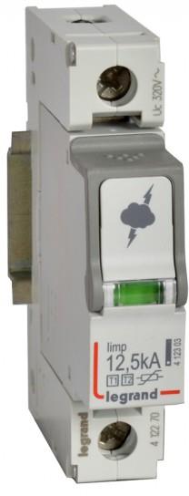 Катоден отводител тип 1+2 SPD 12.5kA 320V 1P с индикация Legrand, LEGRAND НИСКО НАПРЕЖЕНИЕ, 412270