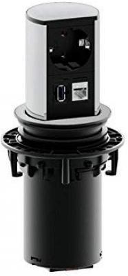 Модул ELEVATOR с 1х Шуко, 1x RJ45 Cat.6A и 1x USB 3.0, цвят Алуминий, Bachmann, BACHMANN, B928.0050