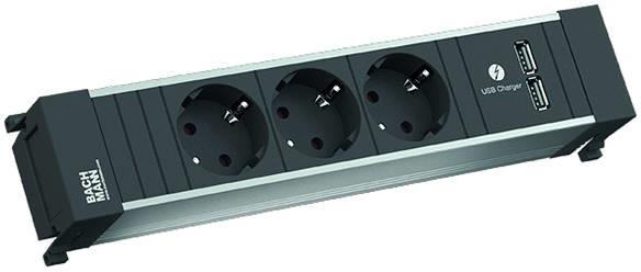 Модул за POWER FRAME 4M с 3х Шуко и USB тип A+C, цвят Черен, Bachmann, BACHMANN, B916.502