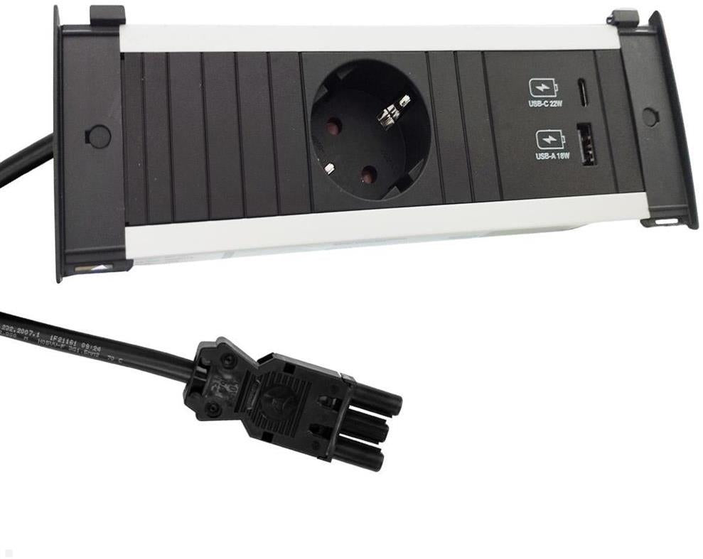 Модул за KAPSA S с 1х Шуко и USB тип A+C, цвят Черен, Bachmann, BACHMANN, B927.701