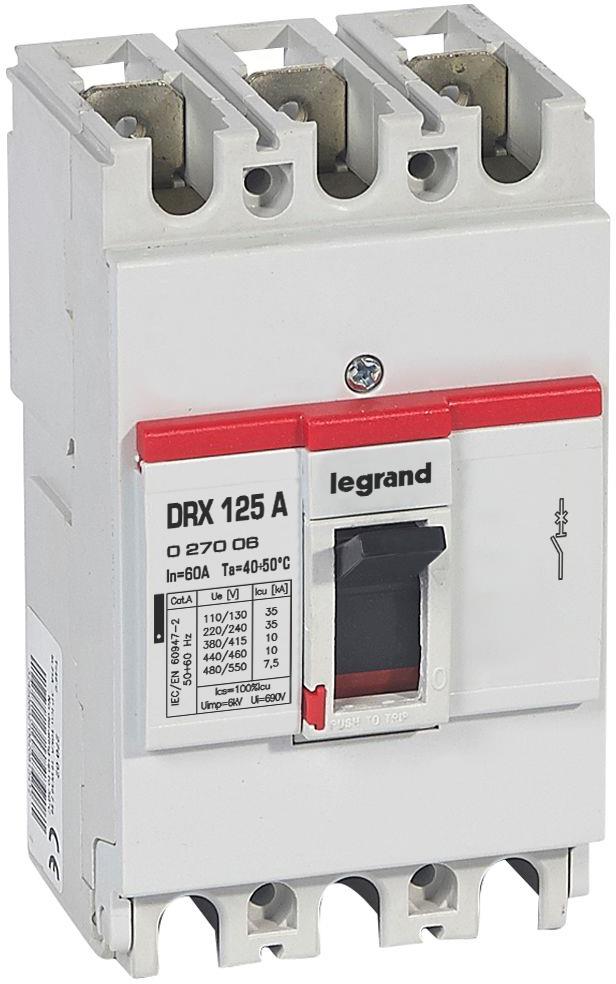 Автомат DRX3 125 TM 3P 60A 10кА фиксиран Legrand, LEGRAND НИСКО НАПРЕЖЕНИЕ, 27006
