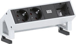 Модул DESK 2 с 2х Шуко и 1х празен модул, цвят Инокс, Bachmann, BACHMANN, B902.403