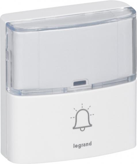 Бутон за безжични звънци Serenity бял IP54 200 метра обхват с включена батерия Legrand, LEGRAND, 94279