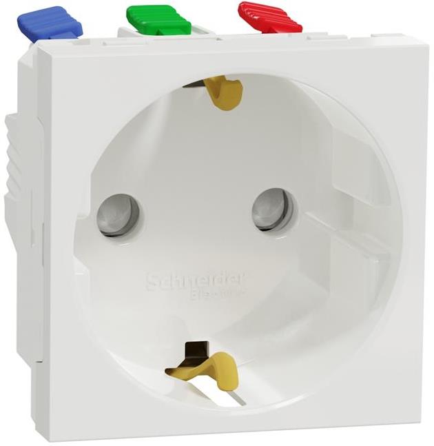 Контакт шуко с детска защита авт. 2 мод. цвят Бял Unica SE, SCHNEIDER ELECTRIC, NU305718