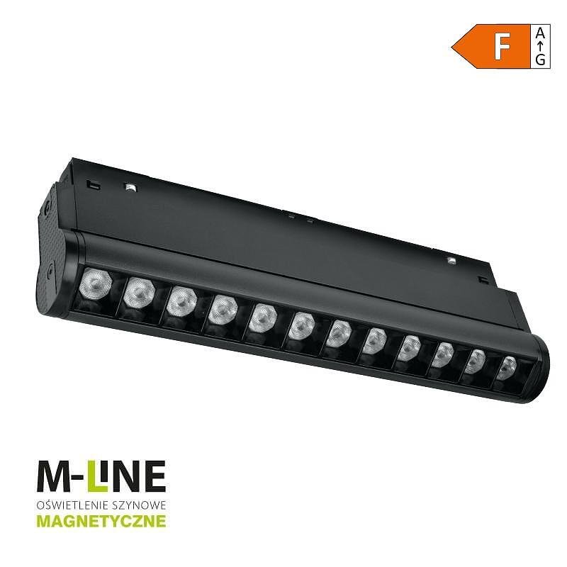 Линейна лампа с магнитен релейен елемент, регулируема M-LINE, черна, 12 W, 960 lm, 4000 K, DPM, MTL-NRS-12W-B