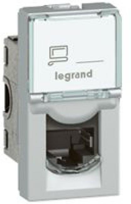 Розетка RJ45 cat.6A STP 1 мод. цвят алуминий Mosaic Legrand, LEGRAND, 79473