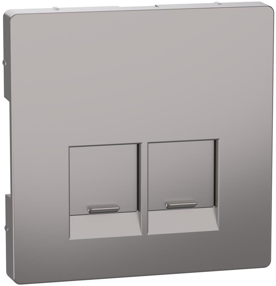 Лицев панел за 2xRJ45 цвят Никел System Design Merten SE, SCHNEIDER ELECTRIC, MEG4572-6050