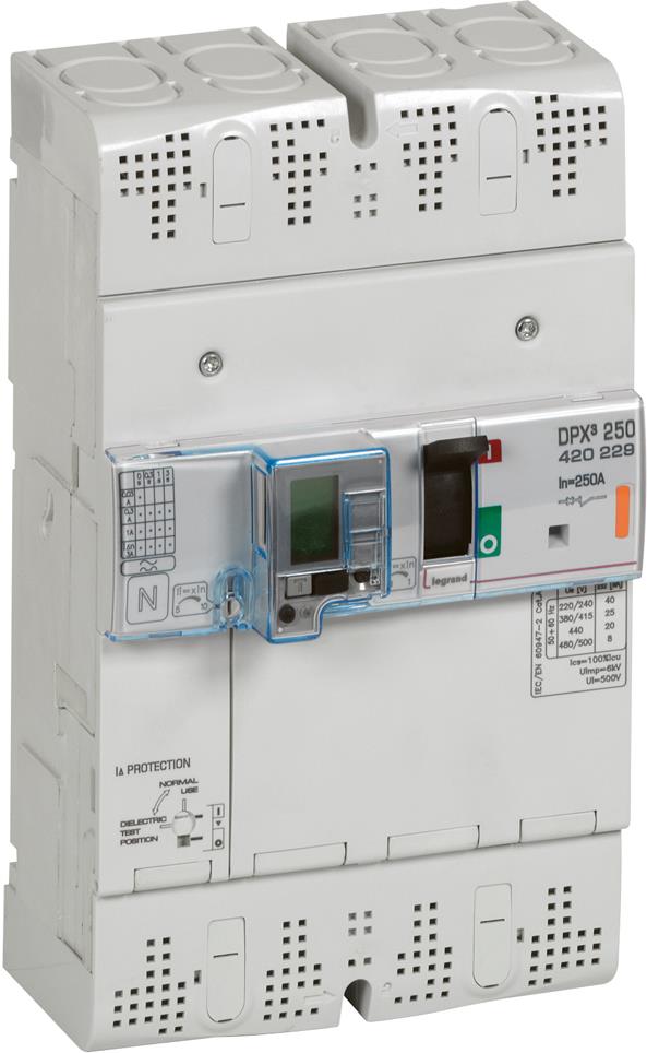 Автомат DPX3 250 TM 4P 250A 25кA регулируем (In x 0.8...1) с ДТЗ Legrand, LEGRAND НИСКО НАПРЕЖЕНИЕ, 420229