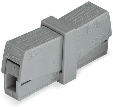 Бърза връзка Wago 0,5-2,5 mm2 (50бр.) срещуположна сива за захранване на осв.тяло, WAGO, 224-201