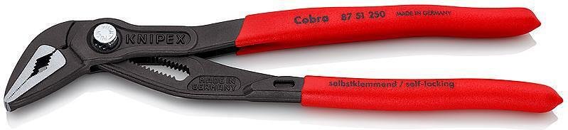 Клещи раздвижени Cobra ES, червена ръкохватка 250мм, Knipex - K8751250