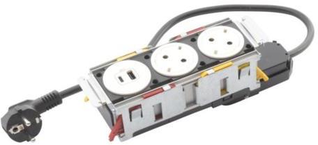Мебелна кутия с 2х Шуко и USB тип A+C, кабел 2m, 200x80mm, цвят БЯЛ, Incara Disq'In Legrand, LEGRAND, 654747