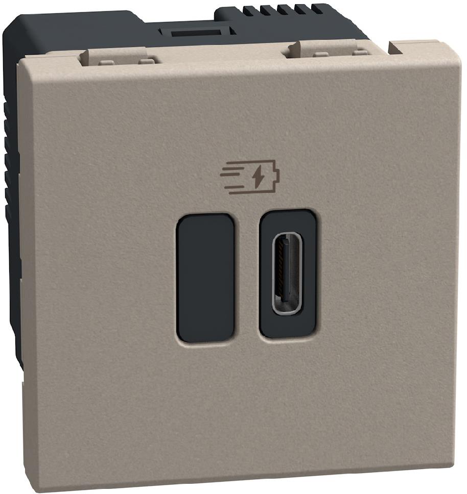 Розетка USB за зареждане тип C Power Delivery 45W 2 мод. цвят Камък Light Now Bticino, BTICINO, YG4294C