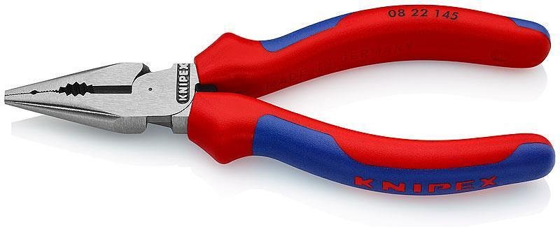 Комбинирани клещи с остър връх, синьо-червена ръкохватка 145мм, Knipex - K0822145