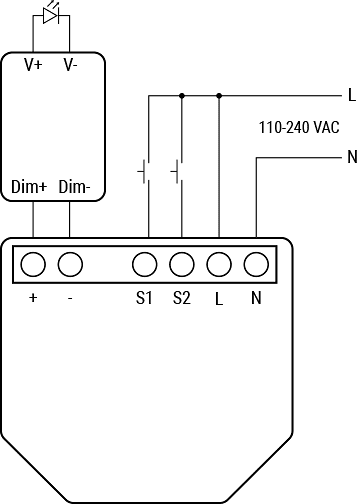 Микромодул Smart реле 1х димер 0-10V изисква неутрала Shelly Plus 0-10V Dimmer - 265703