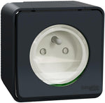 Контакт френски стандарт 16A единичен с детска защита моноблок IP55 автоматични клеми цвят Антрацит Mureva SE, SCHNEIDER ELECTRIC, MUR35031