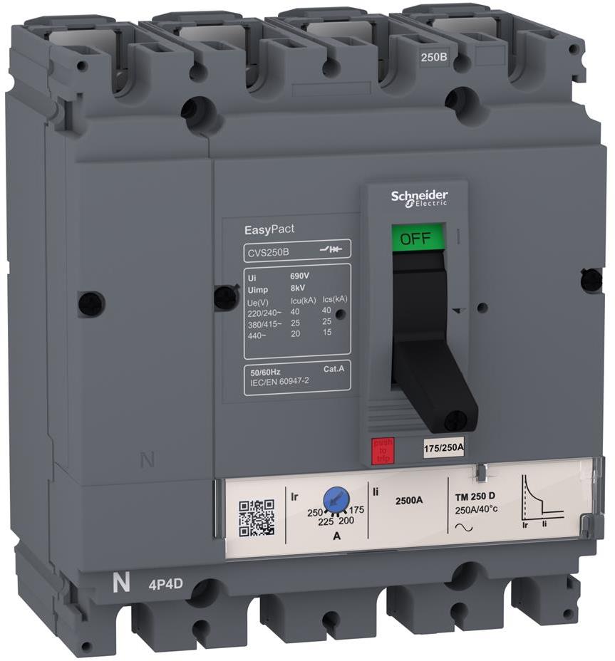 Автомат CVS160B 4P 160А TM 25kA регулируем (In x 0.7...1) SE, SCHNEIDER ELECTRIC НИСКО НАПРЕЖЕНИЕ, LV516323