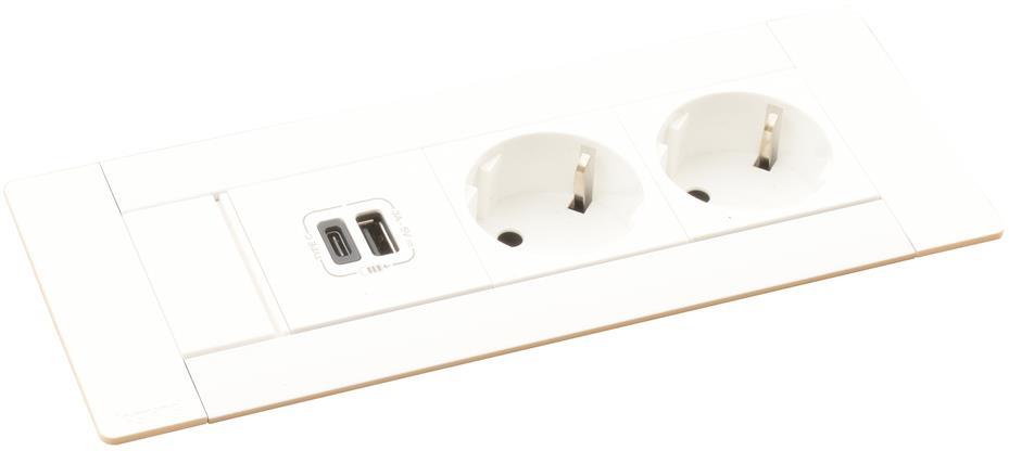 Мебелна кутия с 2х Шуко и USB тип A+C, кабел 2m, 202x80mm, цвят БЯЛ, Incara Multilink Legrand, LEGRAND, 654780