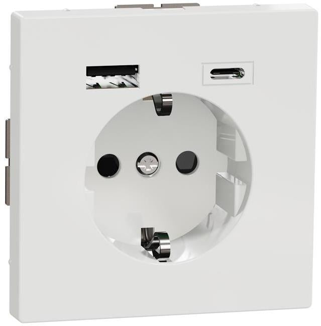 Механизъм контакт шуко 16A + USB A+C 3A 15W с лицев панел цвят Лотус System Design Merten SE /до изчерпване/, SCHNEIDER ELECTRIC, MTN2367-6035