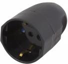 Контакт подвижен черен Шуко 2P+E 16A ІP20 UV GW750 градуса серия UNEL Scame, SCAME, 130.2083/N