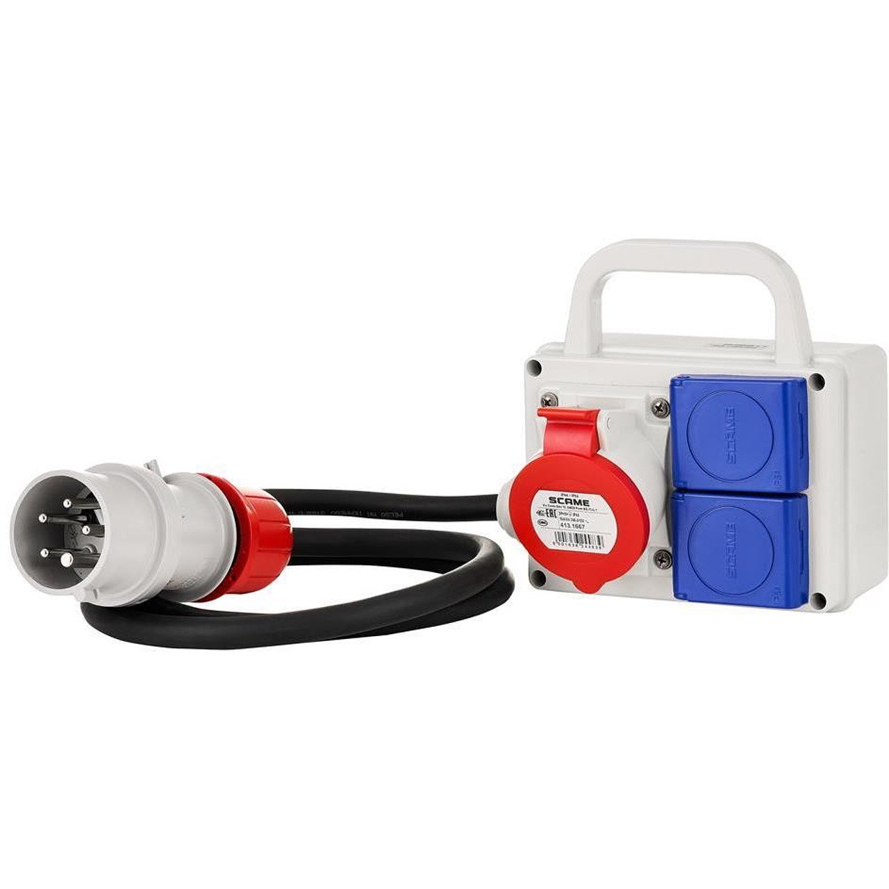 Табло сглобено с индустриални контакти, с кабел H07RN-F 5G2.5mm2 1.2m, серия ADAPTO 1х 3P+N+E 16A и 2х Шуко Scame - 623.1000-004