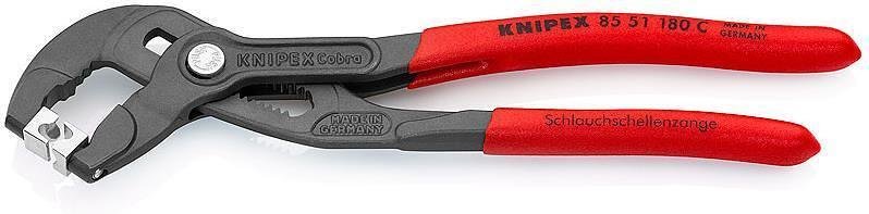 Клещи раздвижени за скоби, червена ръкохватка 180мм, Knipex - K8551180C