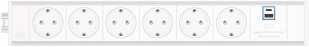 Модул Link 7M с 6х Шуко и USB тип A+C, цвят Бял, ABL, ABL Сърбия, 2M21F6A3