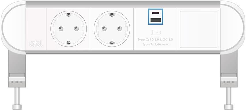 Модул Chroma 4M с 2х Шуко, USB тип A+C и 1х празен модул, цвят Бял, ABL, ABL Сърбия, 2A01F2A4