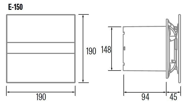 Вентилатор E-150G ф150мм, цвят Бял, 350м3/ч, 21W, 35dB CATA - C00902000