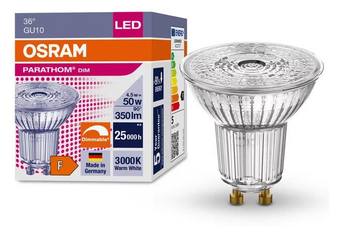 LED ЛАМПА PARATHOM DIM  PAR16 50 dim 36° 4,5W/930 GU10 LEDVANCE