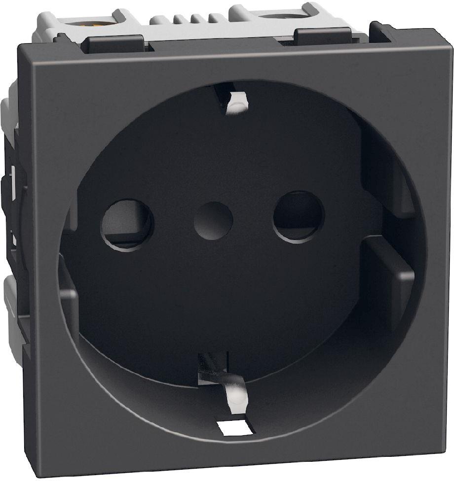 Контакт ШУКО 2P+E 16A с детска защита 2 мод. цвят Графит Light Now Bticino, BTICINO, YD4141
