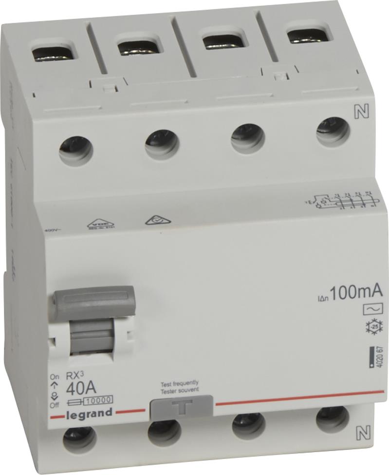 ДТЗ 4P 40A 100mА серия RX3 ID тип AC Legrand, LEGRAND НИСКО НАПРЕЖЕНИЕ, 402067