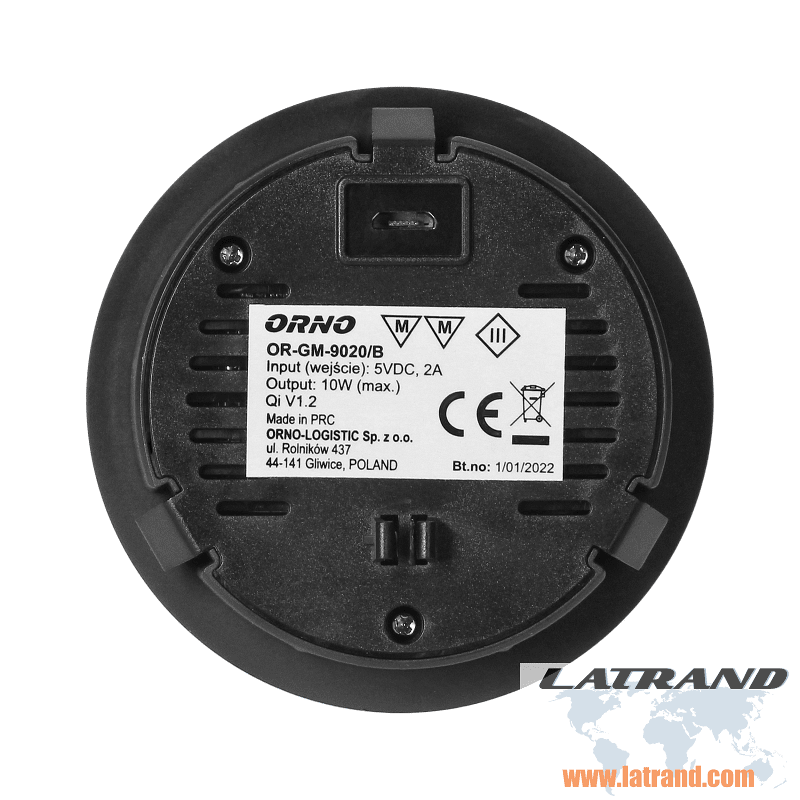 Безжично индуктивно зарядно, черно Orno OR-GM-9020/B