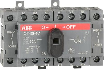 Разединител OT40F4C 40A 4P I-0-II за DIN монтаж без ръкохватка ABB, 1SCA104934R1001